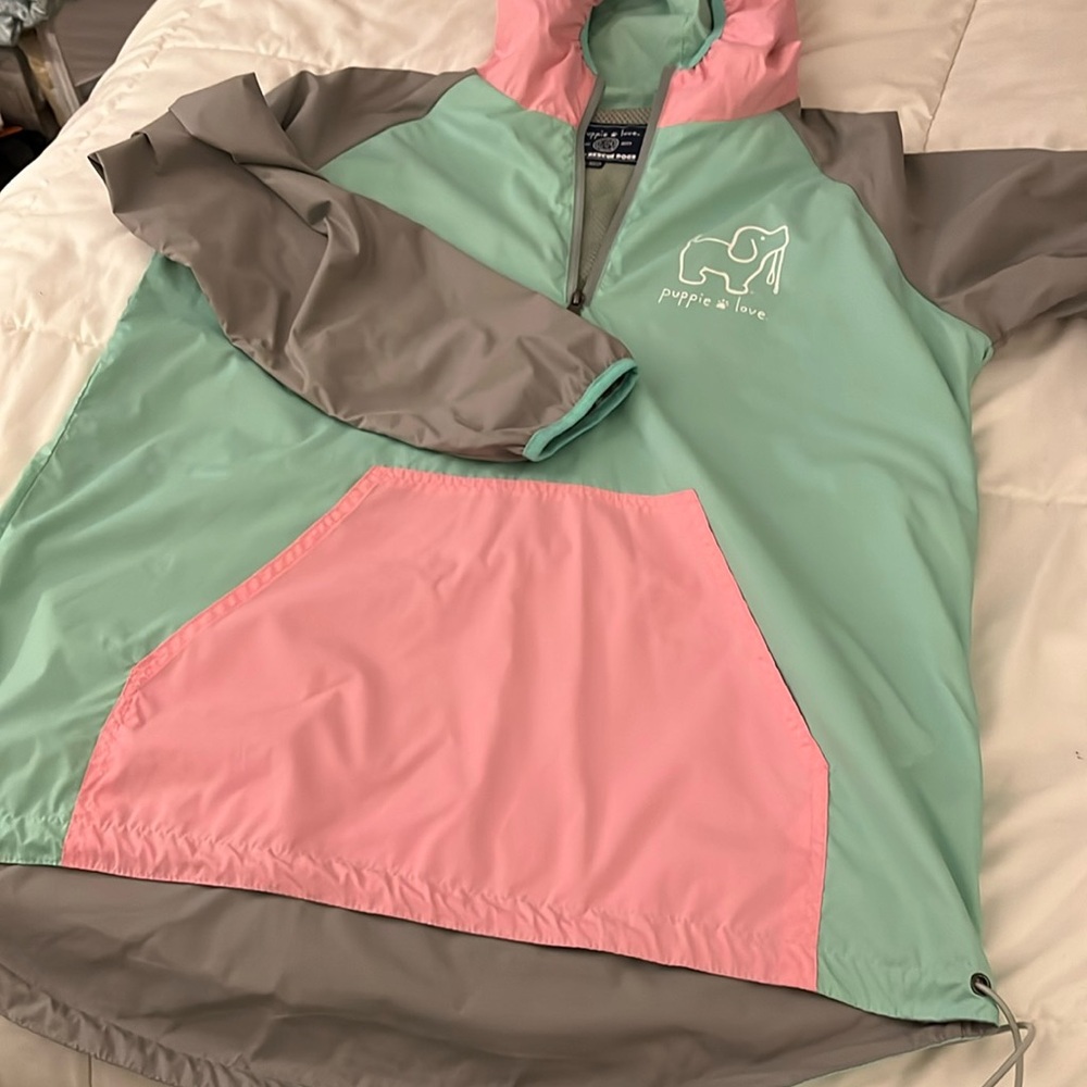 Women’s Puppy Love Coastal Blue pullover windbreaker